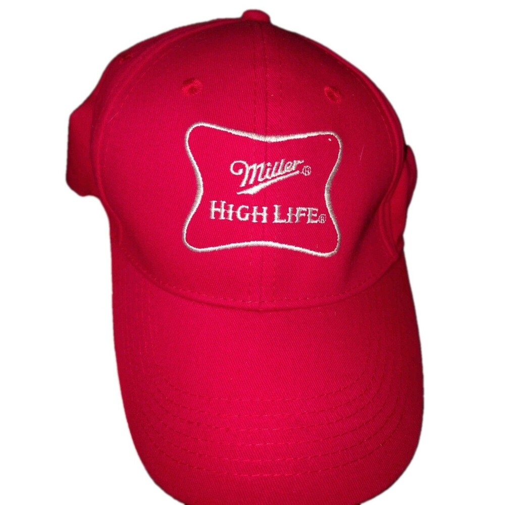 Miller High Life Hat Cap Strap Back Red Adult Baseball Beer Drinking Bar